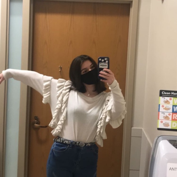 White Ruffled Long Sleeve Top - Picture 3 of 3